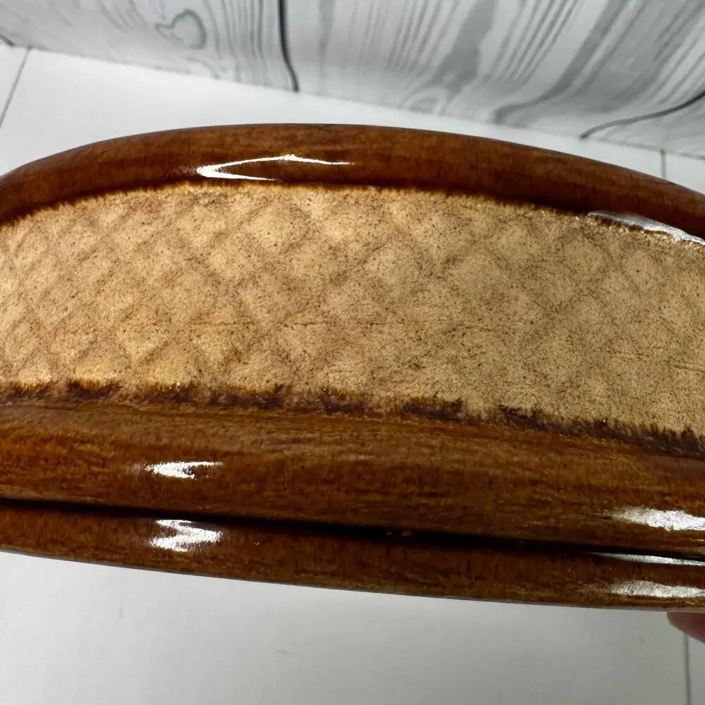 Vintage Haeger Pottery Brown Flat Round Dish Bowl #863 Textured USA 9 3/4